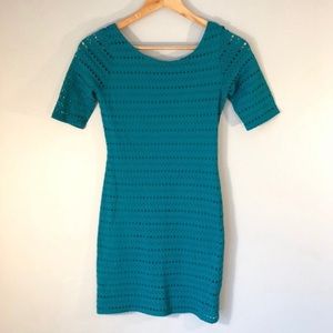Eight Sixty Teal Eyelet Bodycon Dress